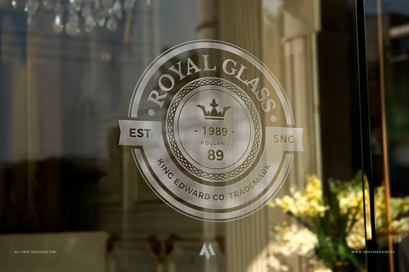 Mockup logo cửa kính