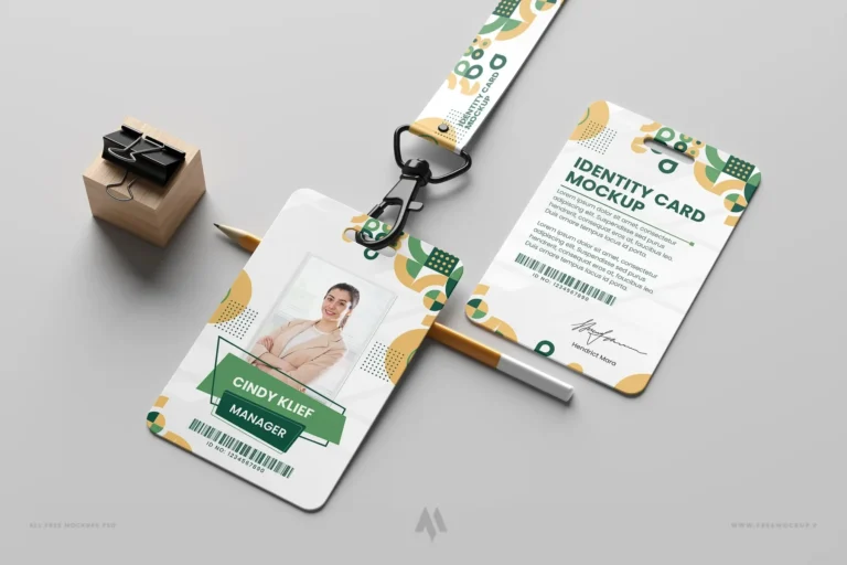 Mockup thẻ đeo nhân sự có dây