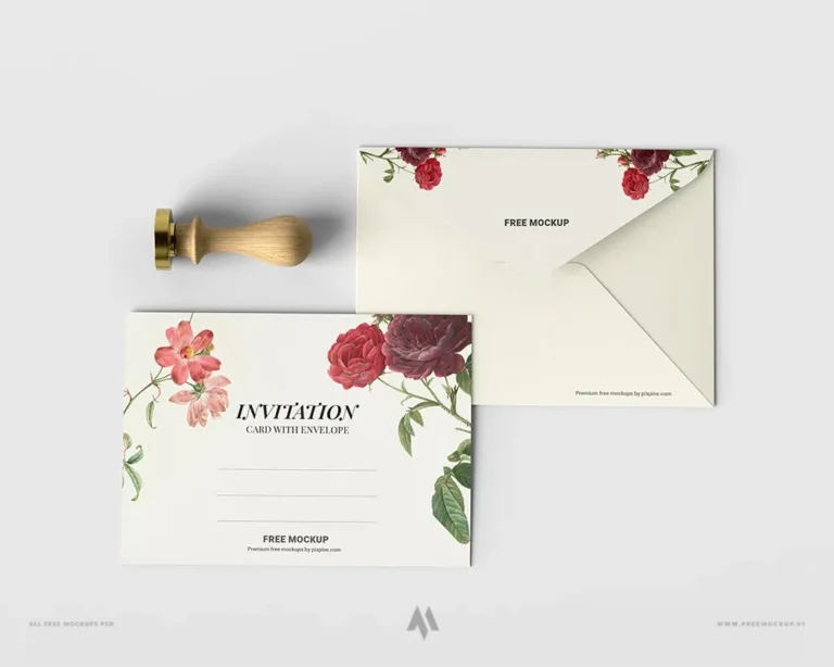 Mockup phong bì thư và thiệp mời