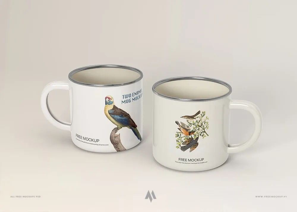 Mockup Cốc Tráng Men Miễn Phí