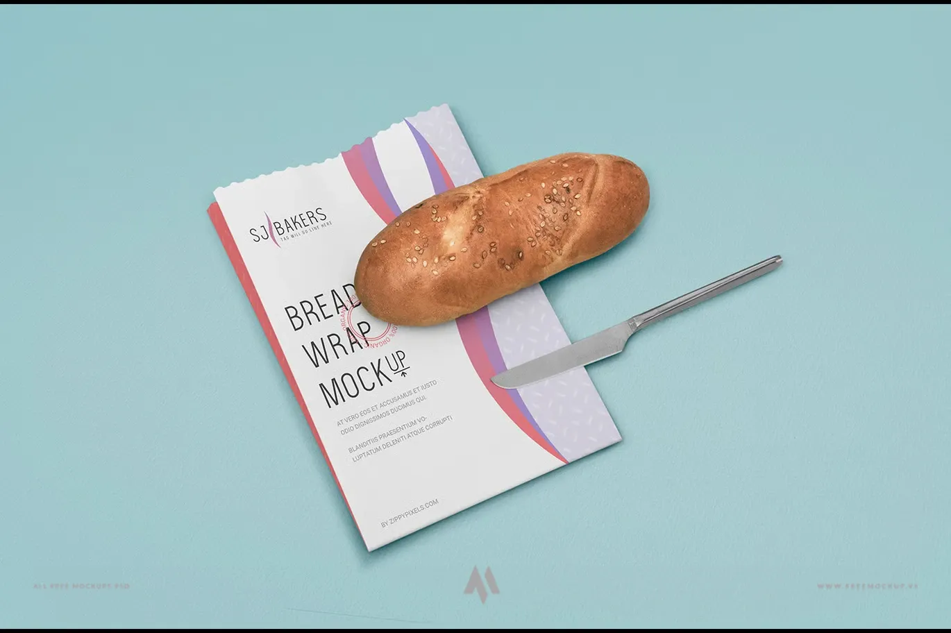 Mockup túi đựng bì bánh mì, đồ ăn nhanh