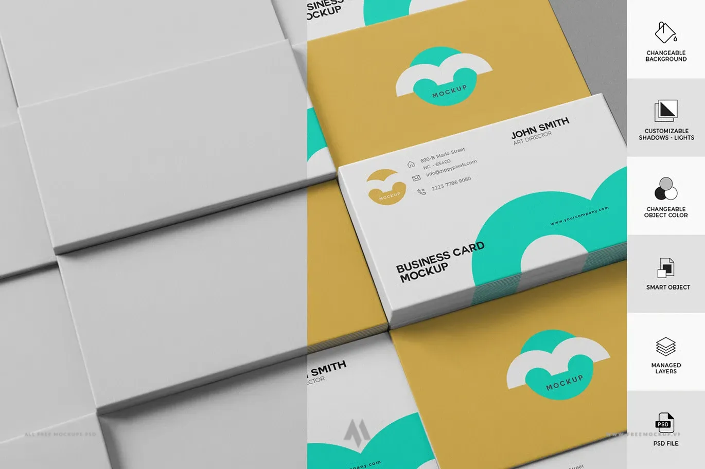 Bộ mockup danh thiếp PSD miễn phí