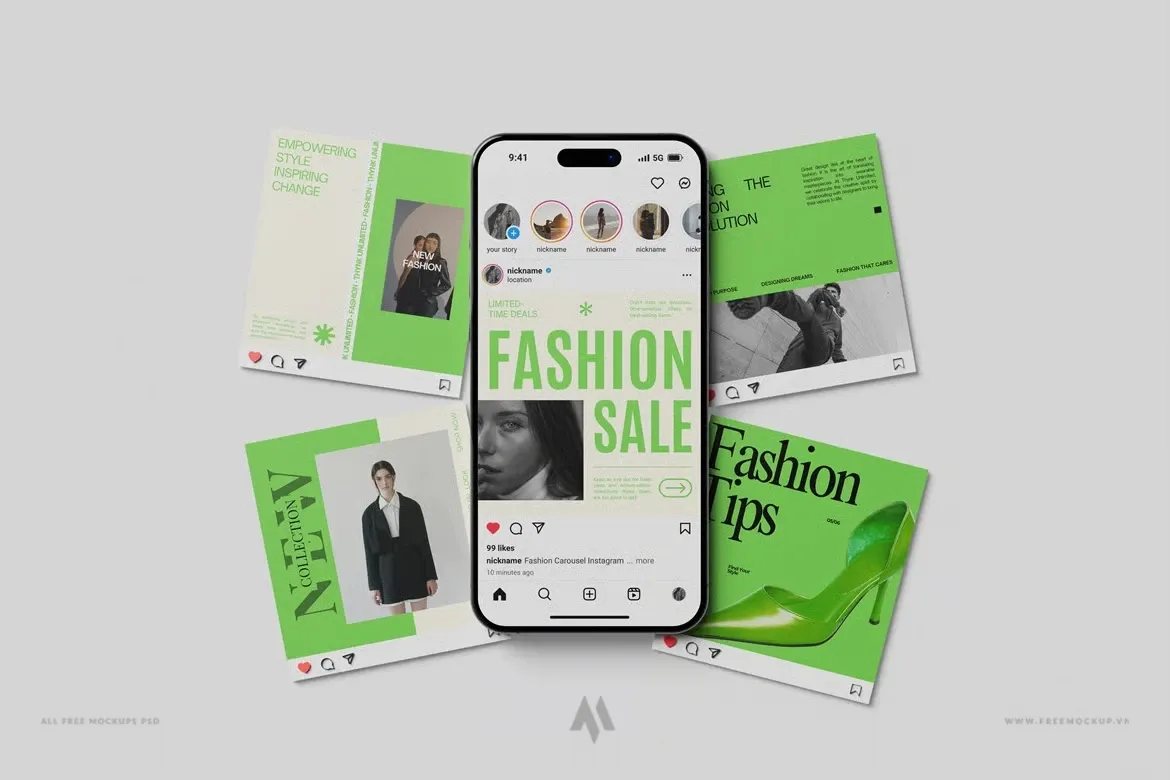 Mockup iphone bài đăng instagram