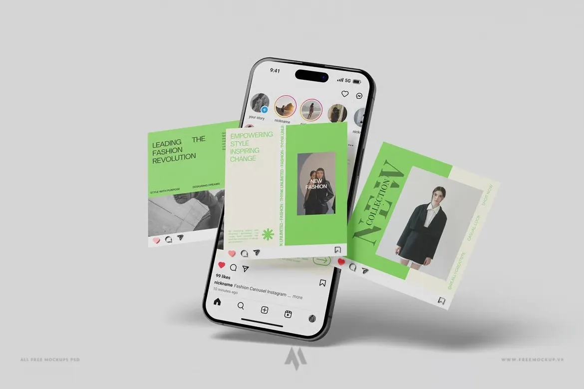 Mockup iphone bài đăng instagram