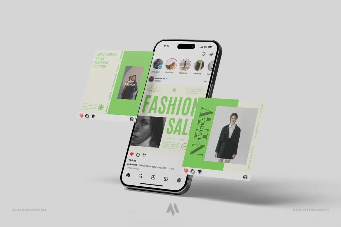 Mockup iphone bài đăng instagram
