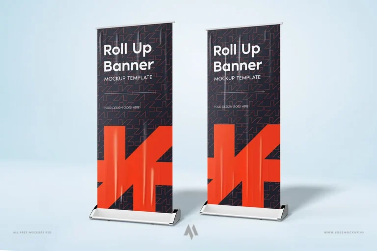 Mockup Standee Chân Cuốn Nhôm
