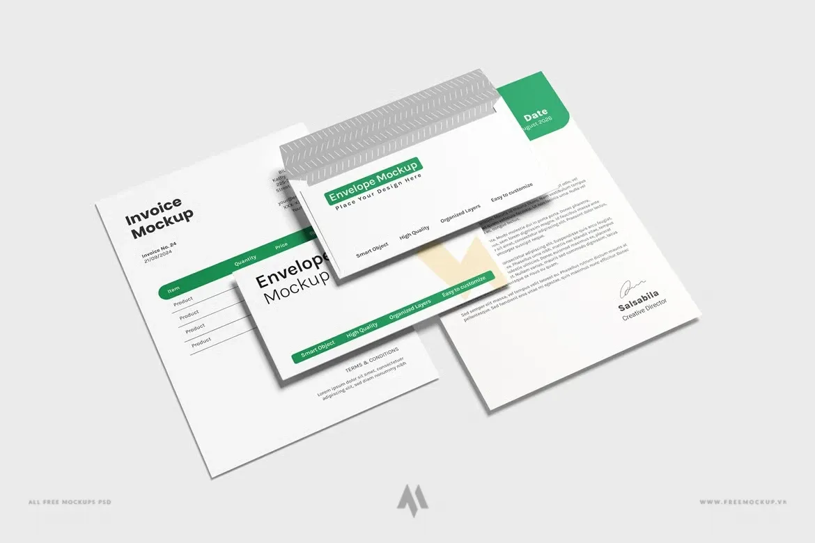 Tạo dấu ấn với bộ Mockup phong bì giấy A4