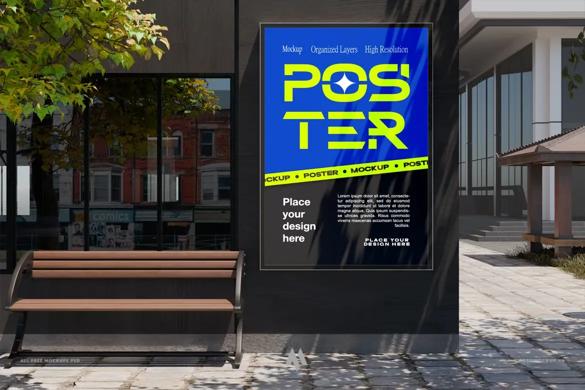 Mockup poster đường phố