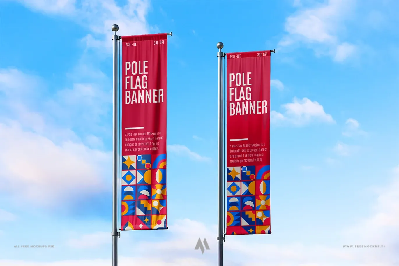 Mockup cờ phướn treo miễn phí