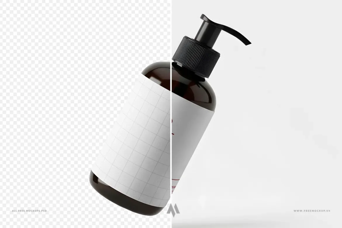 Mockup chai có vòi bơm