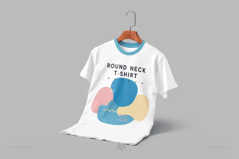 Mockup áo thun cổ tròn có móc treo