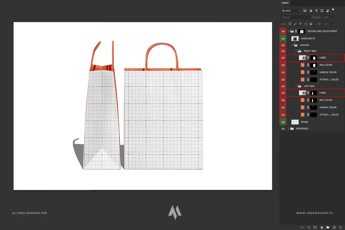 Mockup túi Giấy Kraft miễn phí