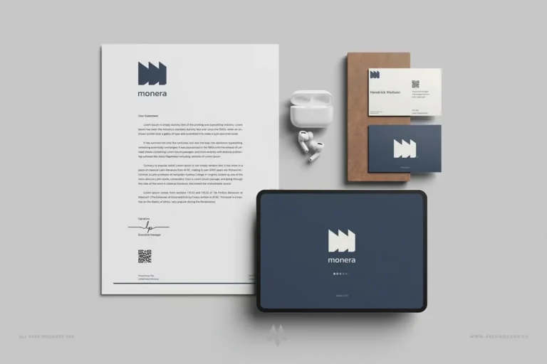 Tải miễn phí 4 PSD Mockup nhận diện thương hiệu Monera cao cấp