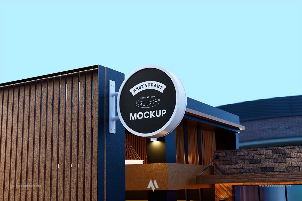 Mockup biển vậy nhà hàng miễn phí