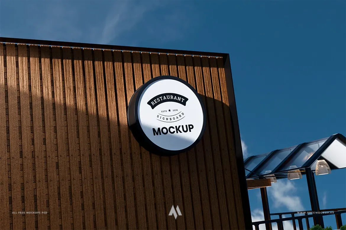 Mockup biển vậy nhà hàng miễn phí