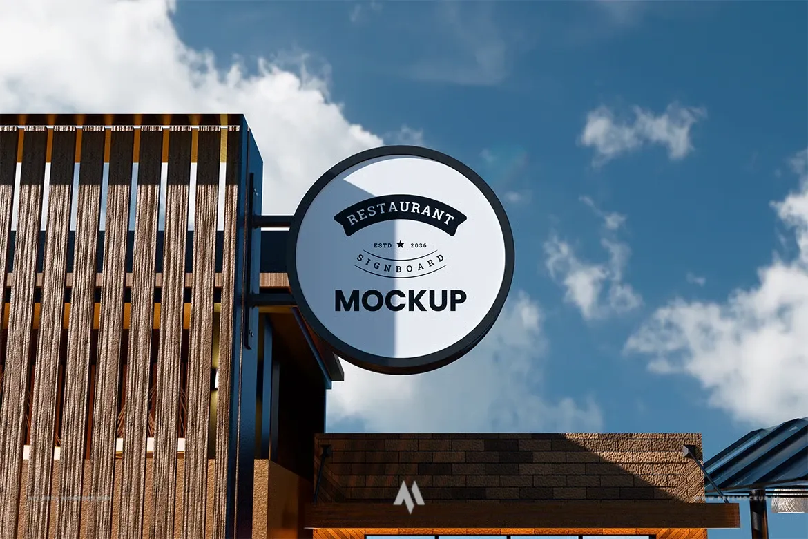 Mockup biển vậy nhà hàng miễn phí