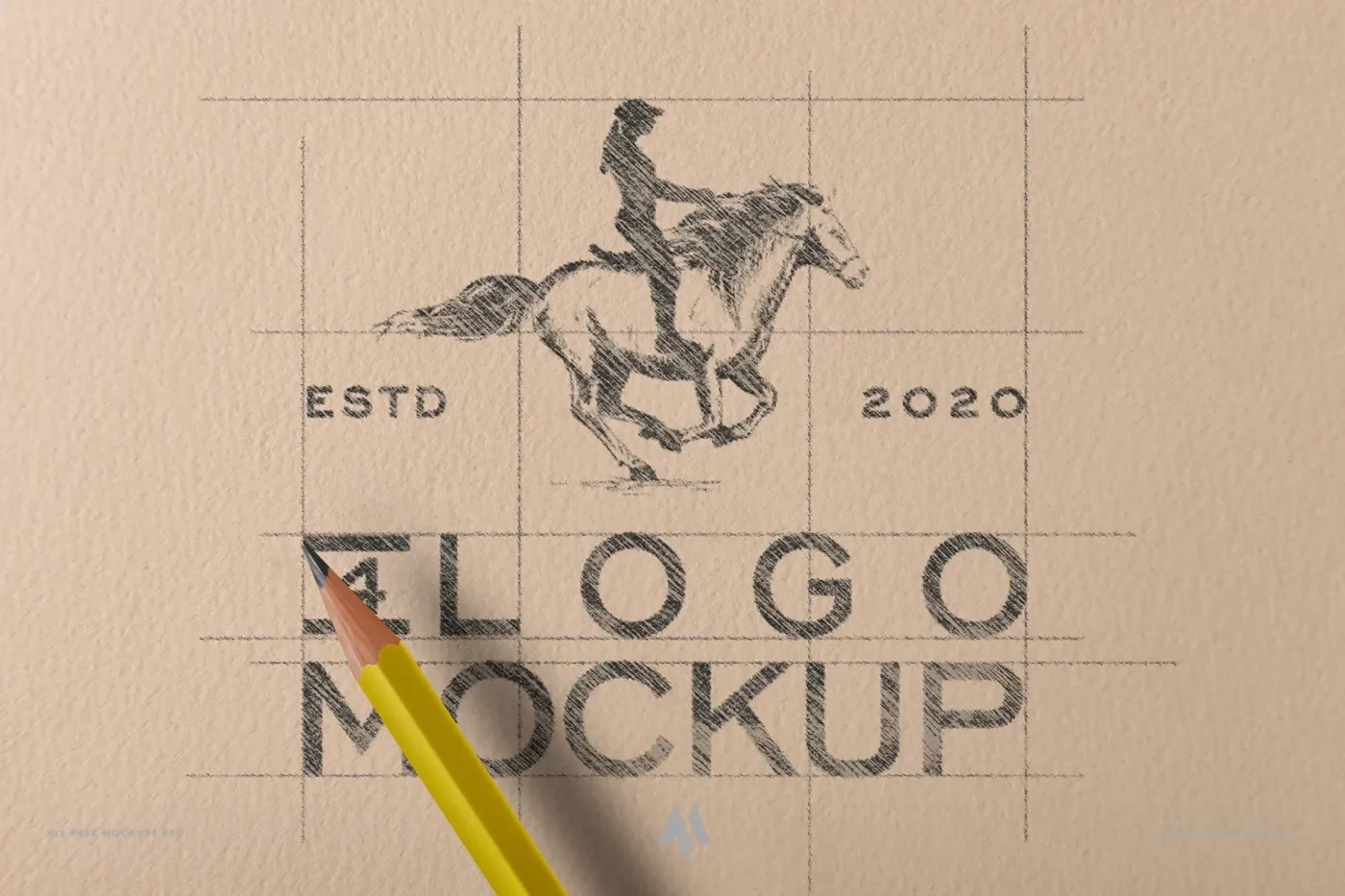 Mockup logo phác thảo trên giấy