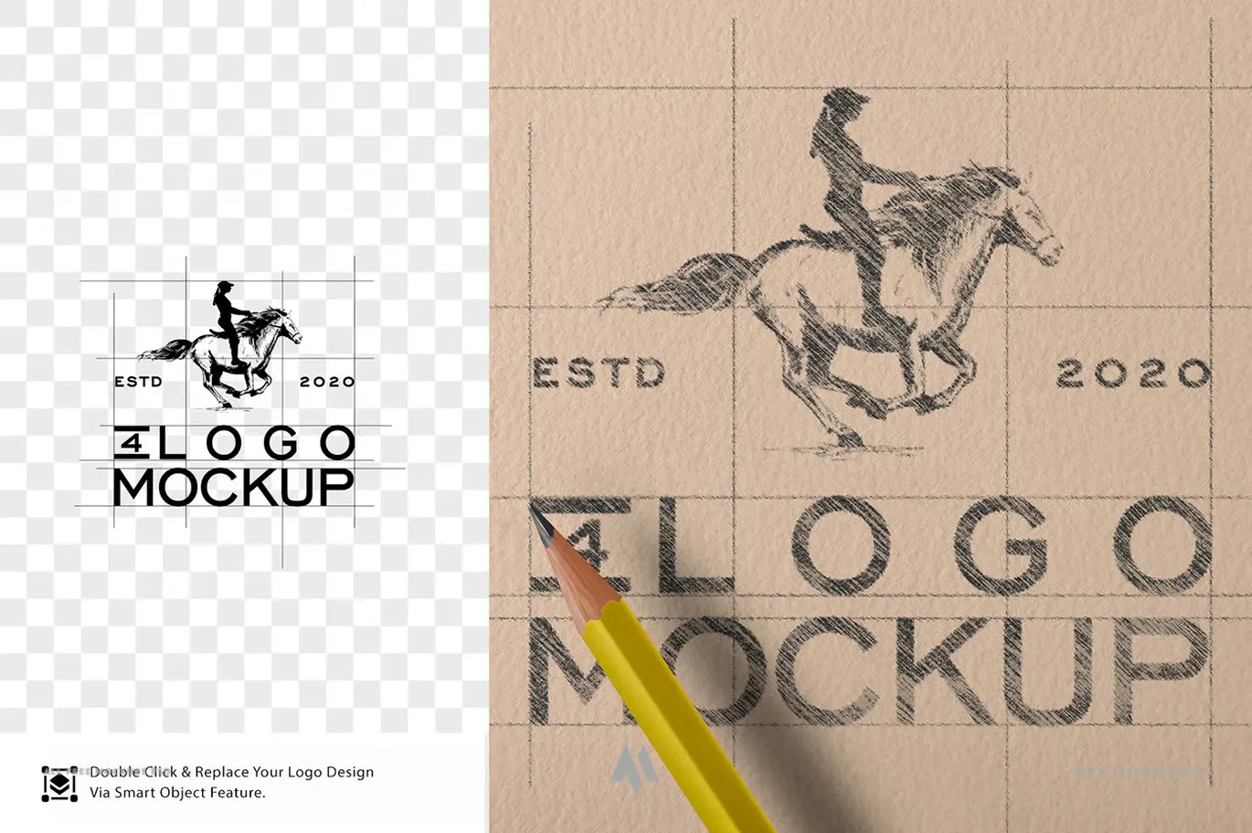 Mockup logo phác thảo trên giấy