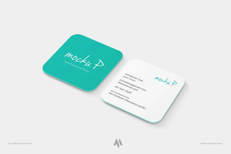 Mockup danh thiếp vuông bo viền