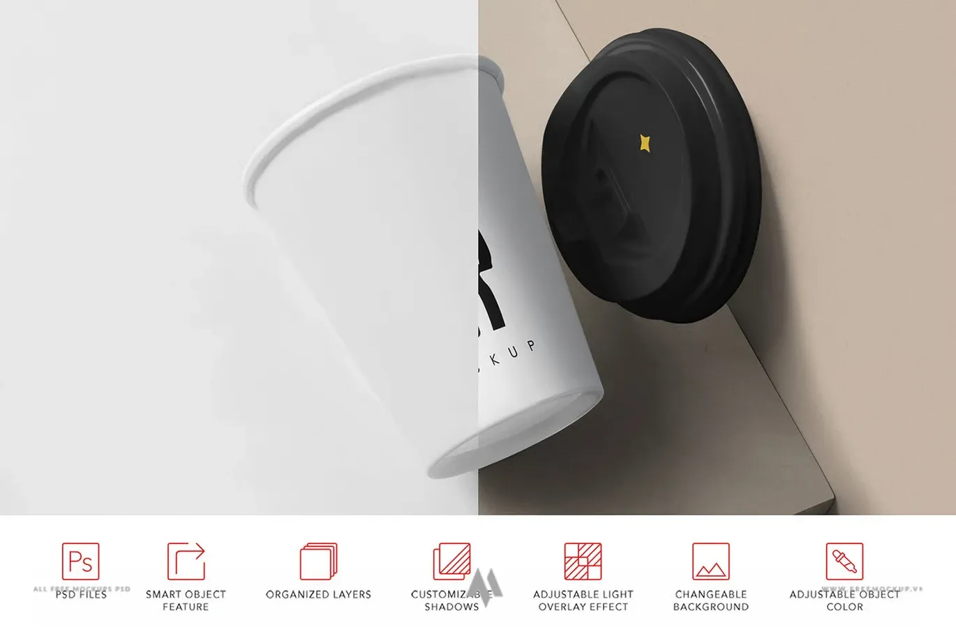 Mockup cốc coffee giấy mang đi