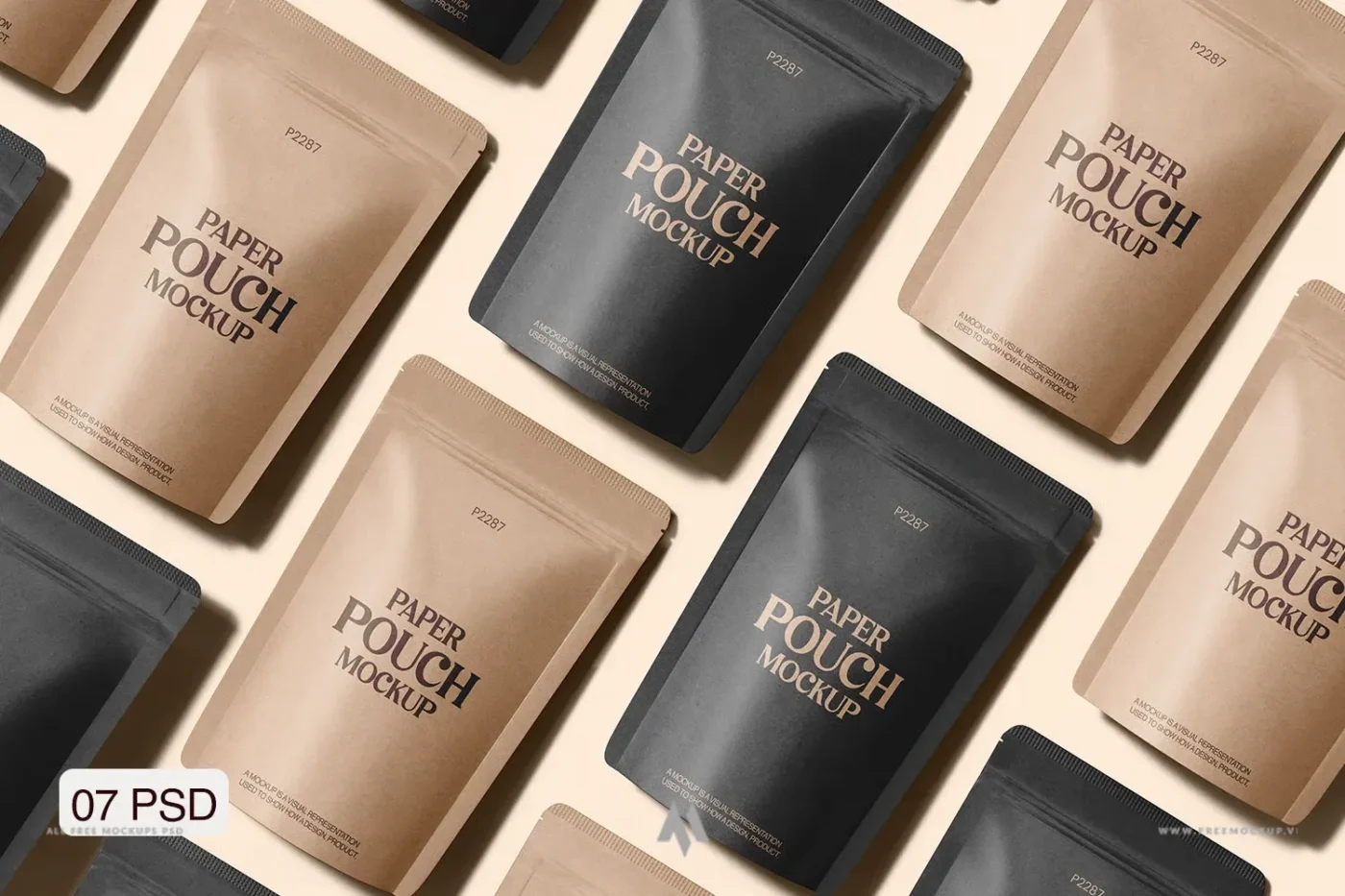 Mockup túi zip giấy Kraft