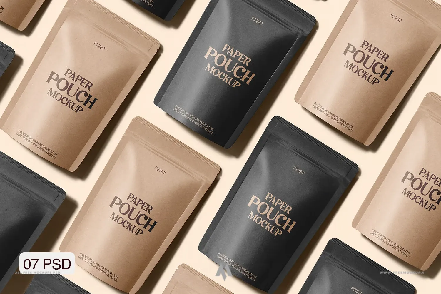 Mockup túi zip giấy Kraft