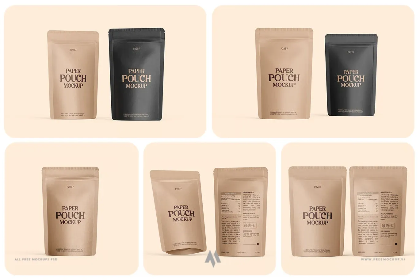 Mockup túi zip giấy Kraft