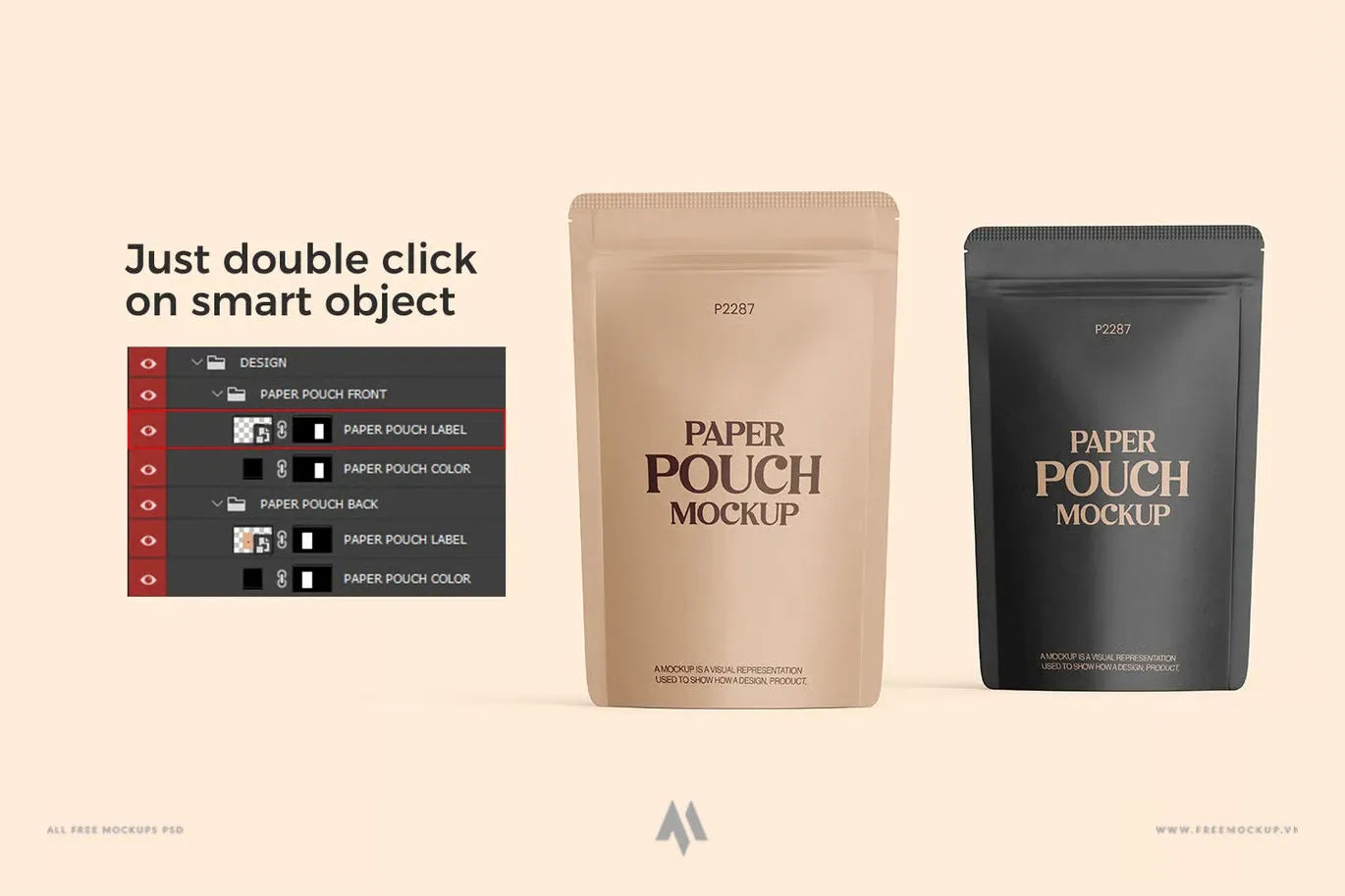 Mockup túi zip giấy Kraft