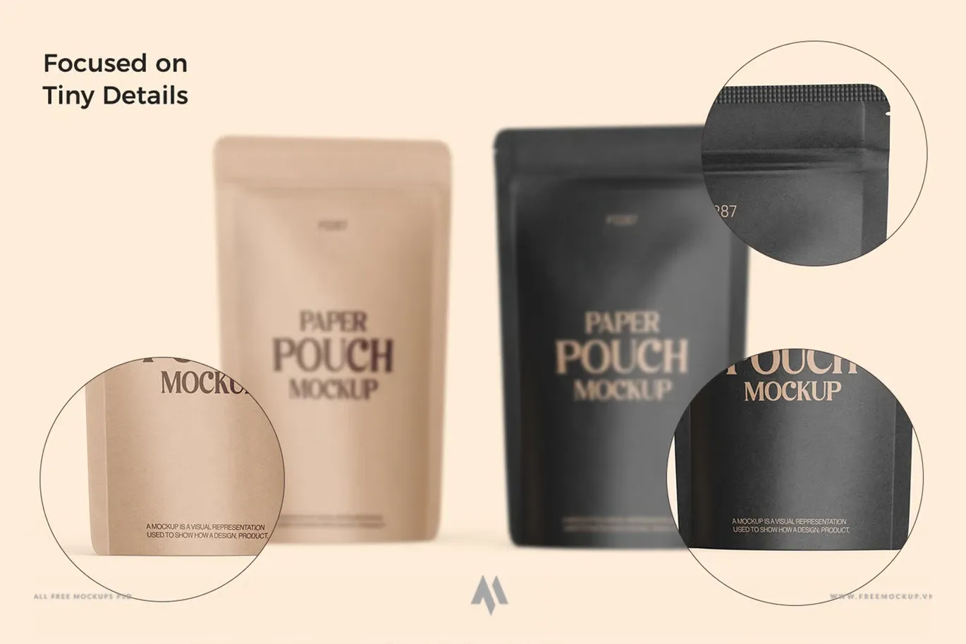 Mockup túi zip giấy Kraft