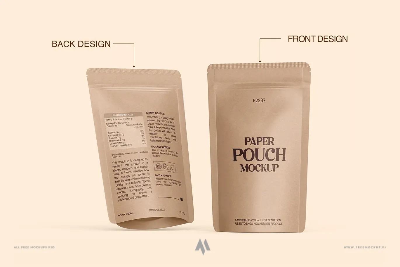 Mockup túi zip giấy Kraft