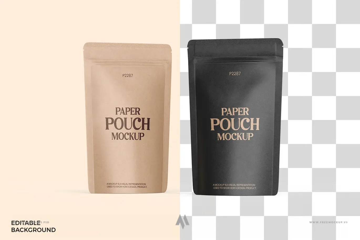 Mockup túi zip giấy Kraft