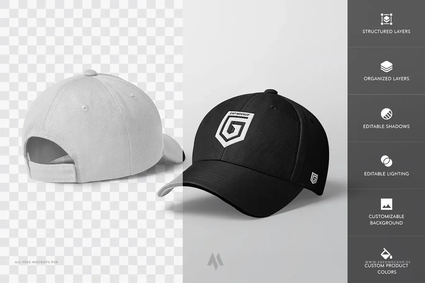 Mockup mũ lưỡi trai logo thêu