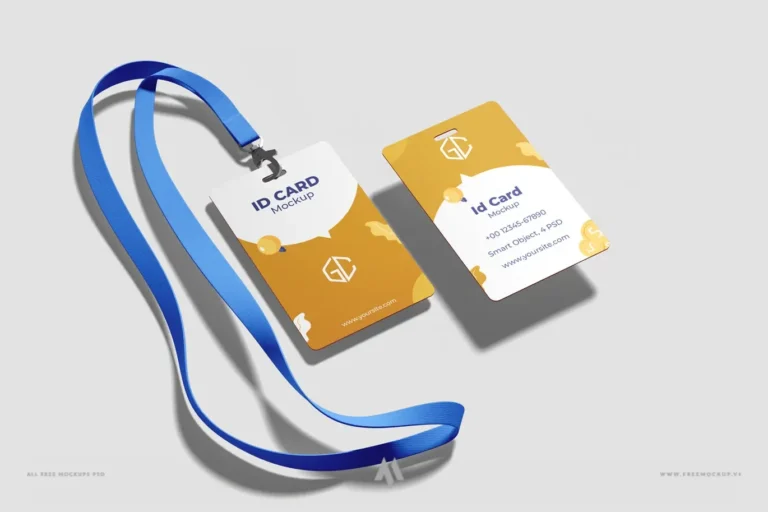 Mockup thẻ nhân viên có dây đeo