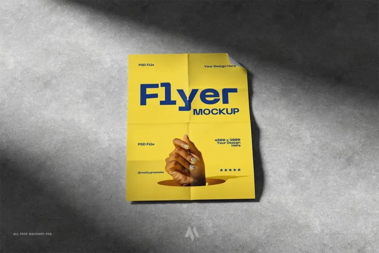 Mockup tờ rơi A4 có nếp gập