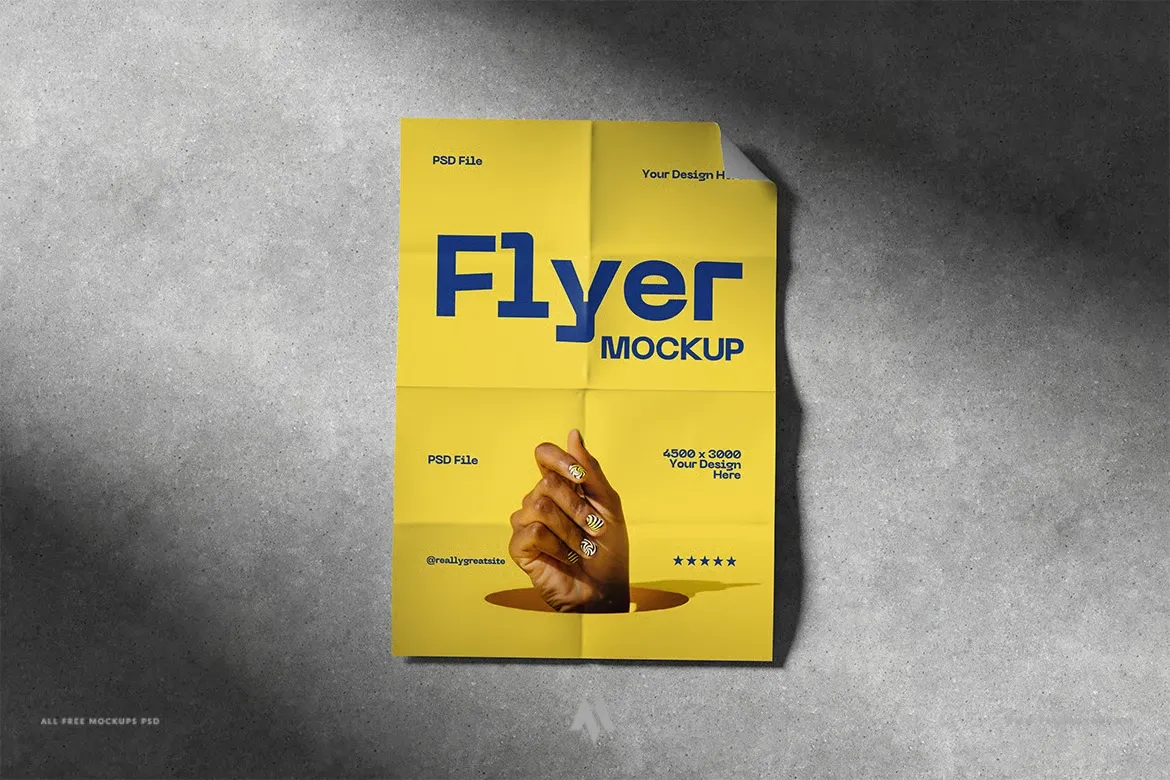 Mockup tờ rơi A4 có nếp gập