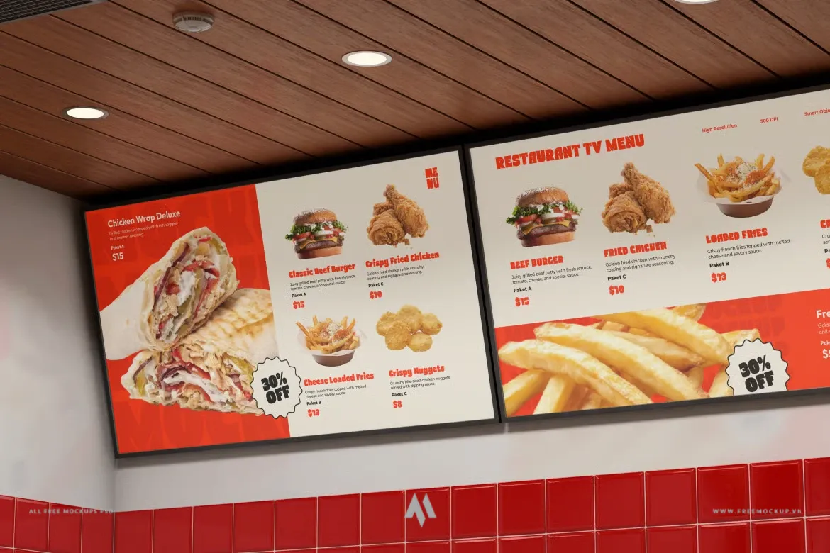 Mockup menu treo tường