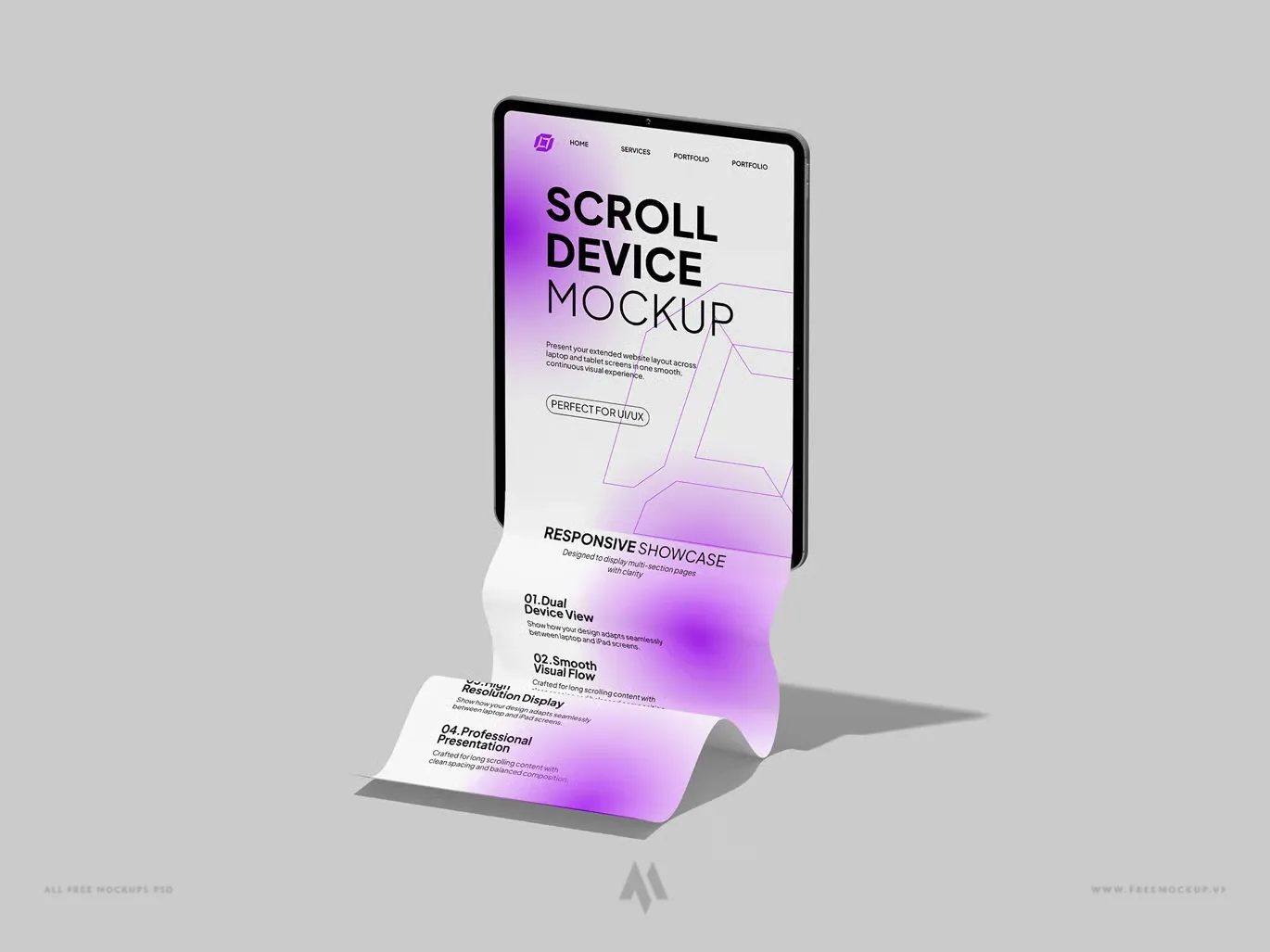 Mockup banner ipad cuộn dài 