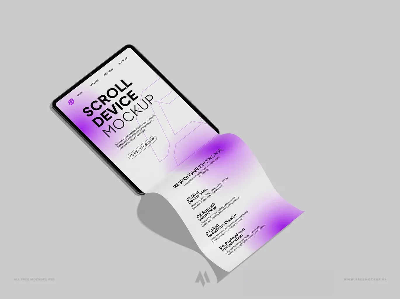 Mockup banner ipad cuộn dài 