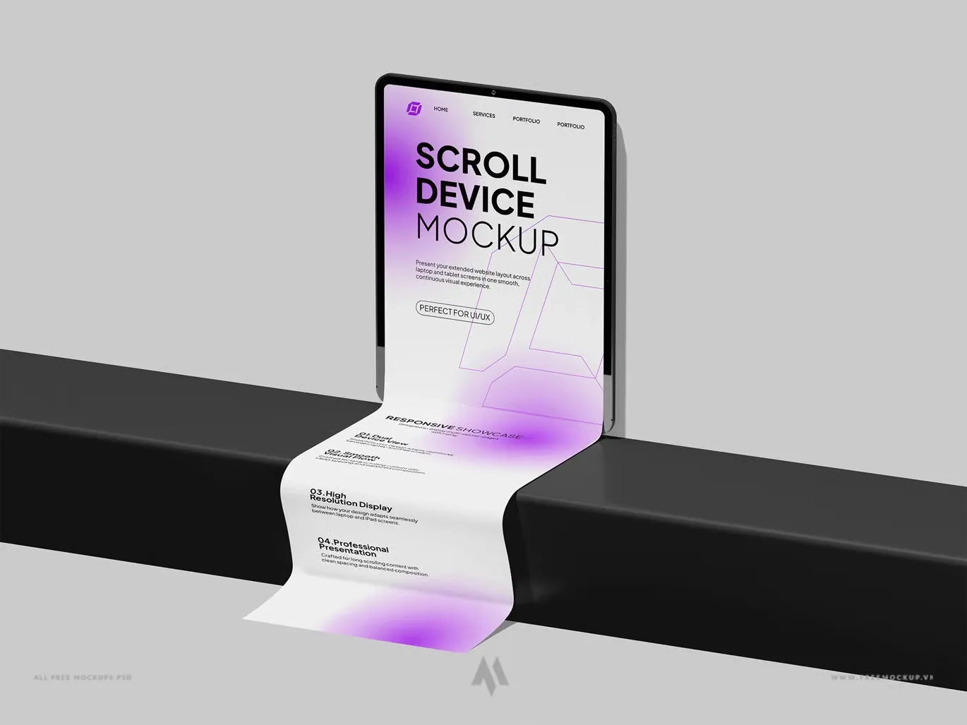 Mockup banner ipad cuộn dài 