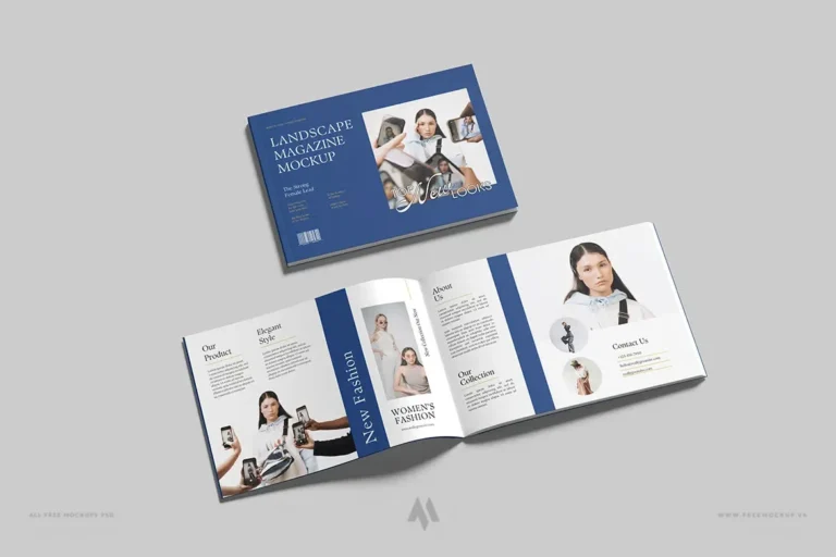 Mockup tạp chí khổ ngang ấn tượng