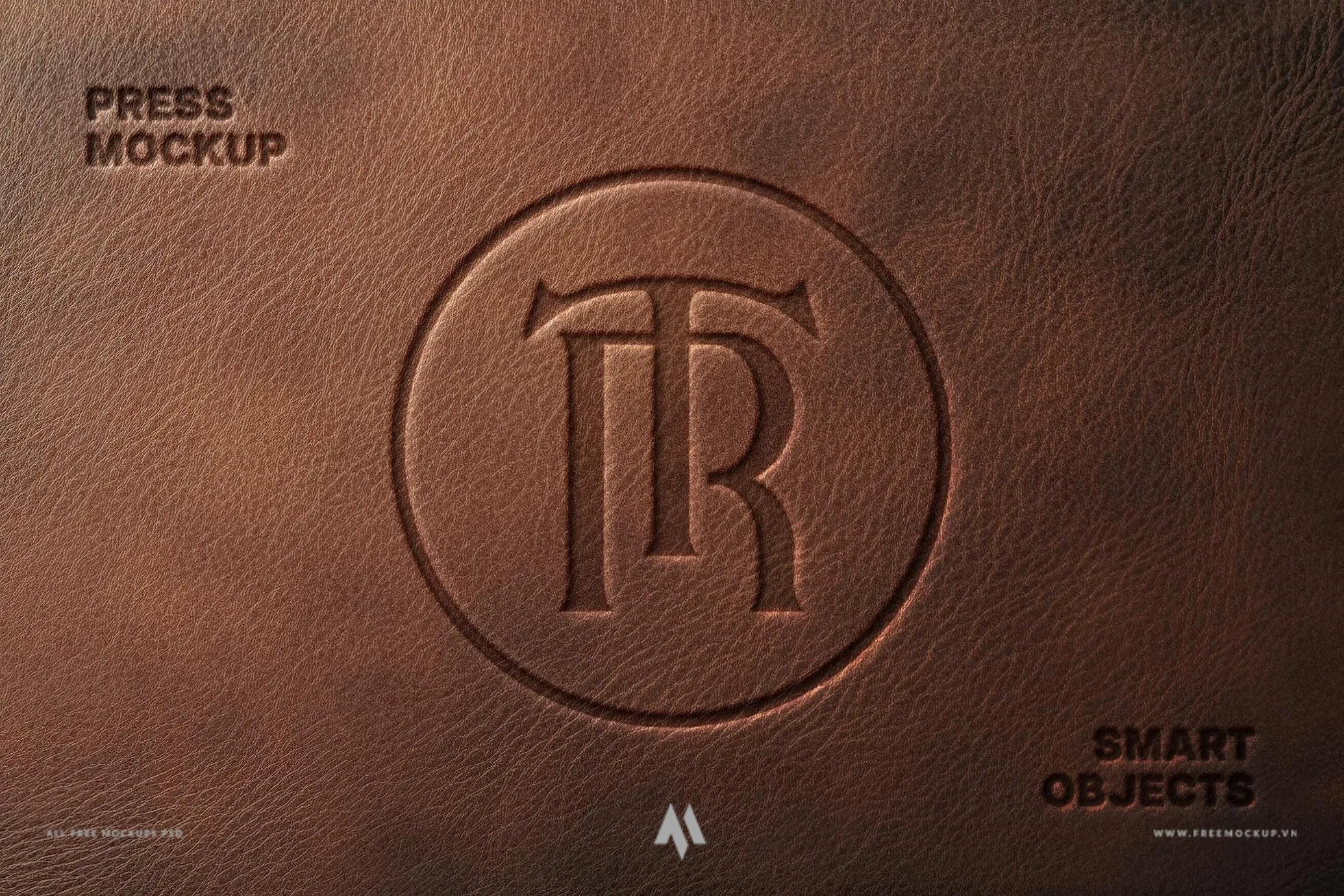 Mockup logo dập nổi trên bìa da