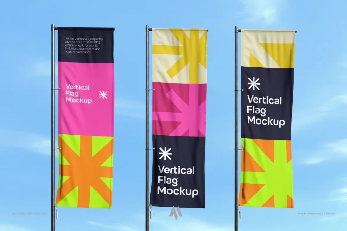 Mockup Cờ Đứng: Nâng Tầm Thương Hiệu Ngoài Trời!