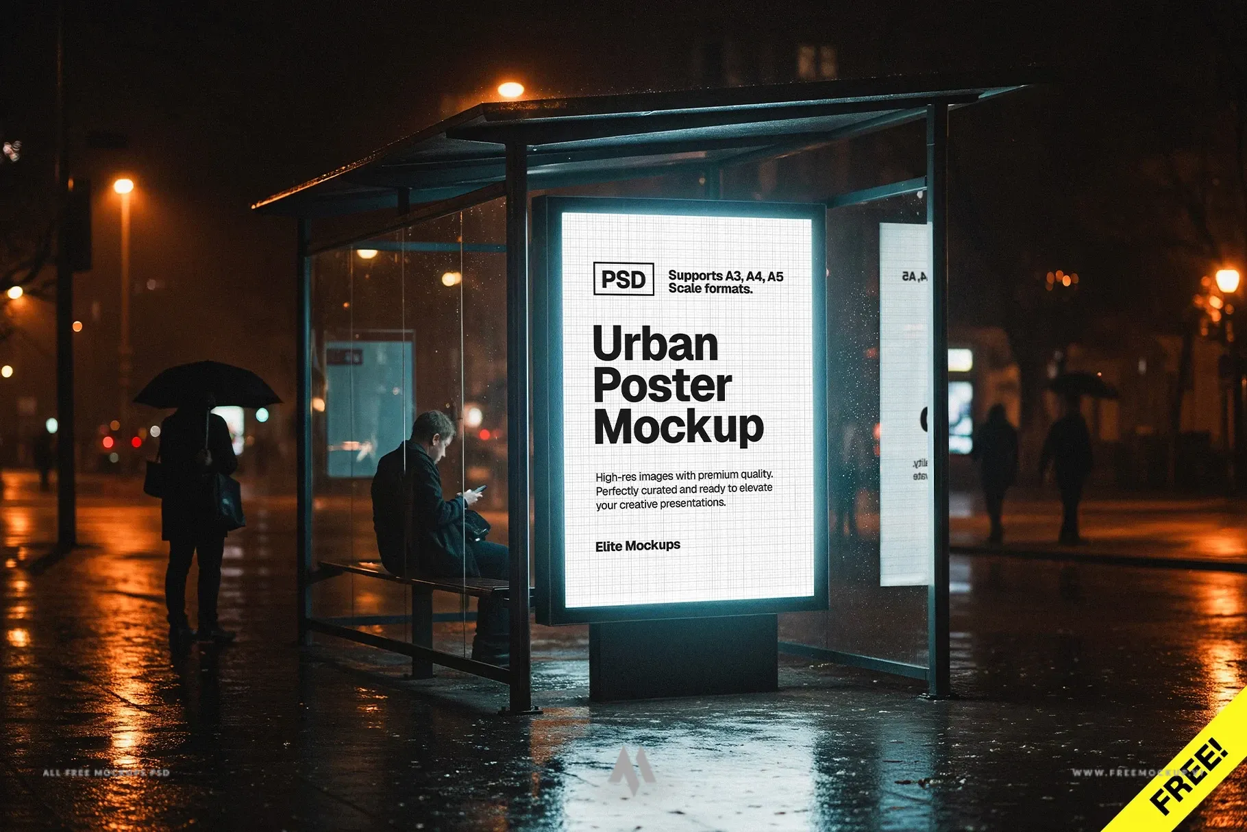 Mockup poster quảng cáo điểm chờ xe buýt