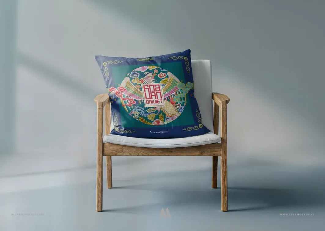 Mockup gối vải đặt trên ghế