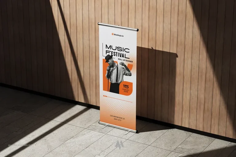 Mockup Roll-Up Banner ánh sáng