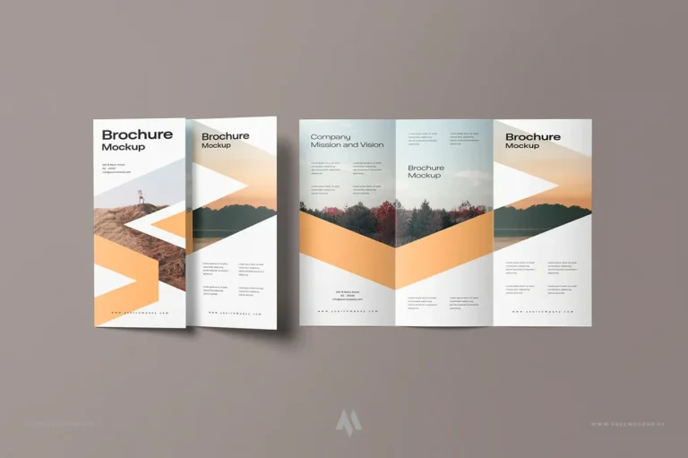 Mockup tờ rơi A4 gập ba miễn phí