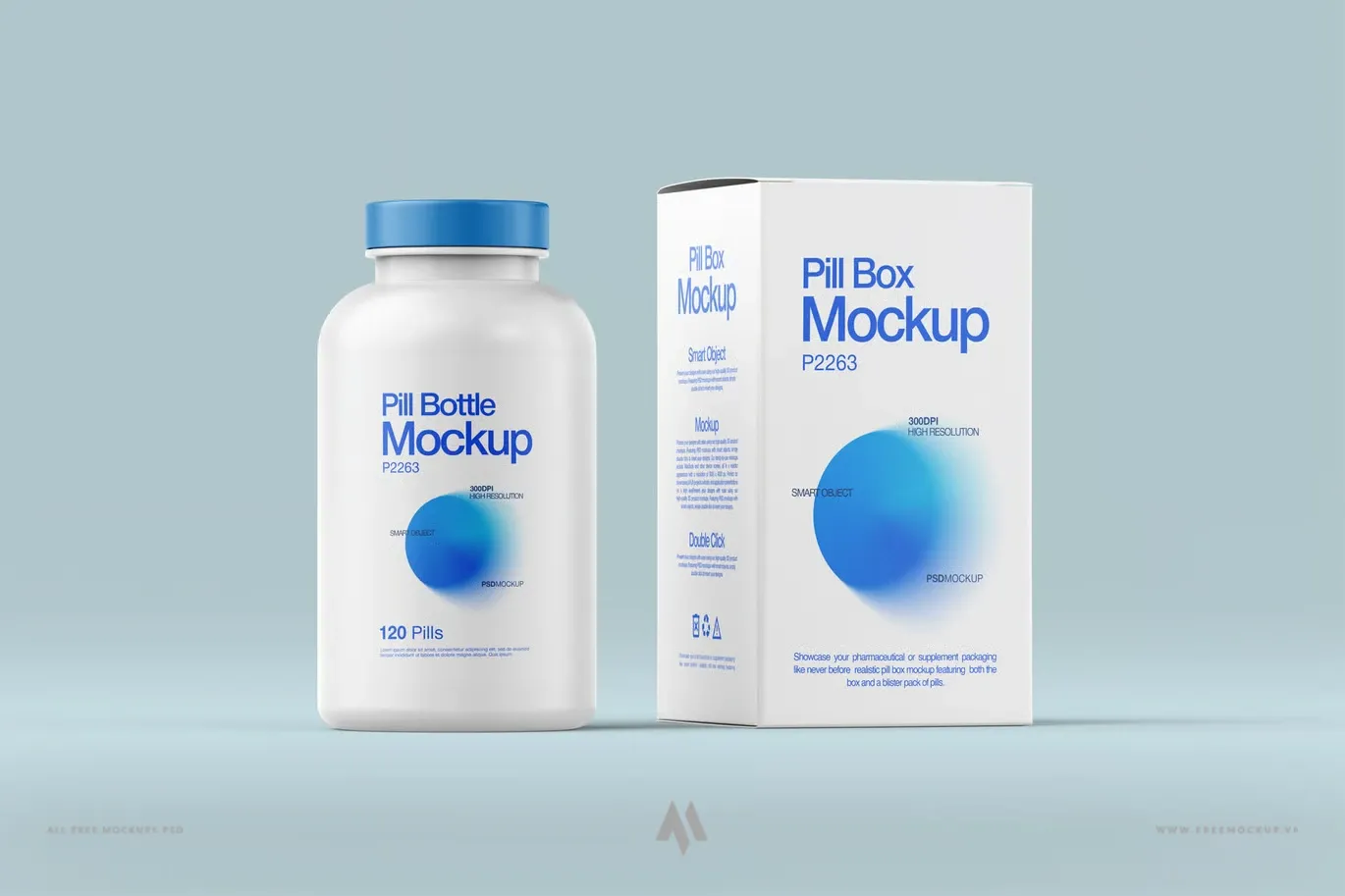 Bộ mockup lọ thuốc và hộp đựng