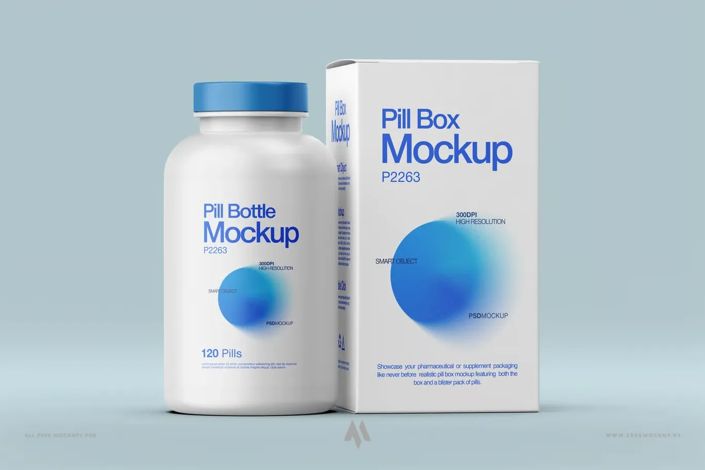Bộ mockup lọ thuốc và hộp đựng