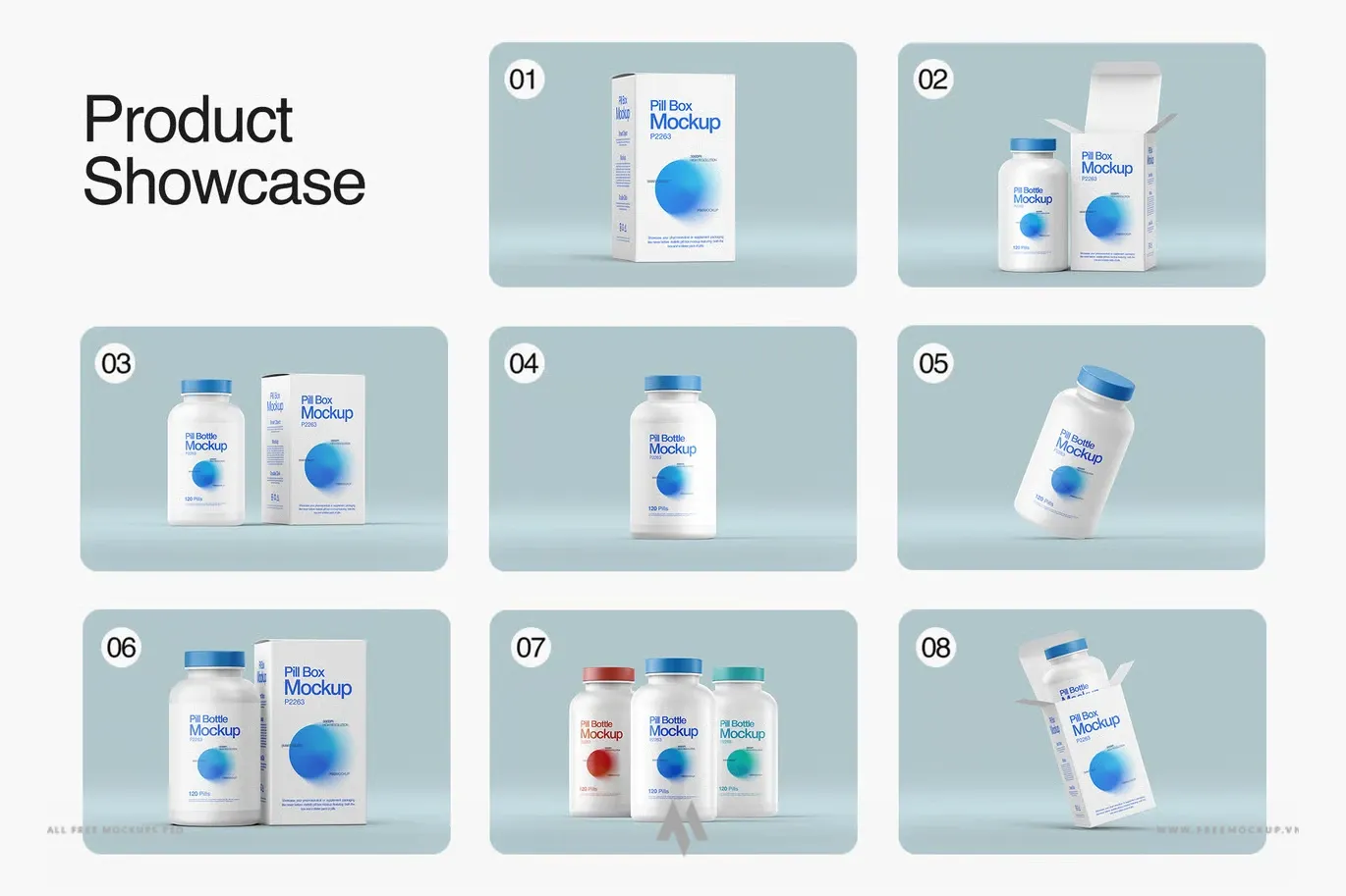 Bộ mockup lọ thuốc và hộp đựng