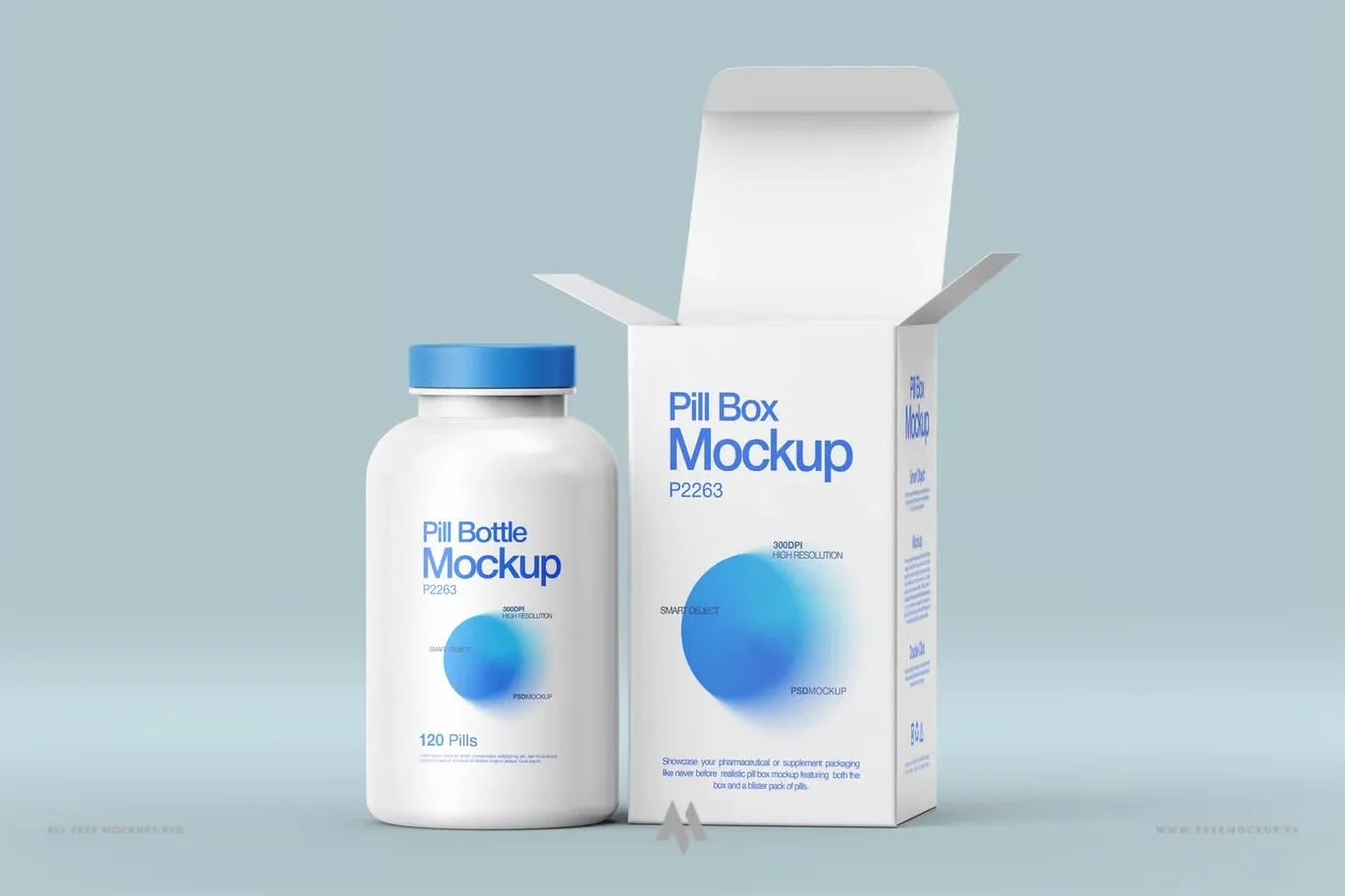 Bộ mockup lọ thuốc và hộp đựng